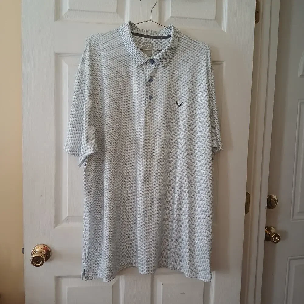 Callaway Polo Shirt Men's XXL White Geometric Performance Golf Opti-dri Stretch - Picture 2 of 12